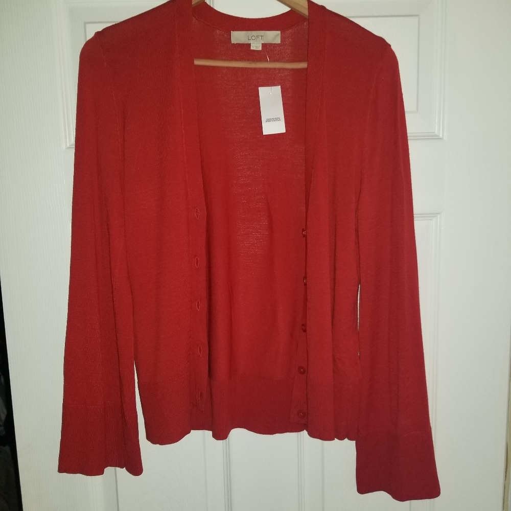 🆕️ Loft | Red Bell Sleeve Cardigan